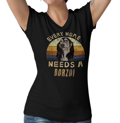 Every Home Needs a Borzoi - Women's V-Neck T-Shirt