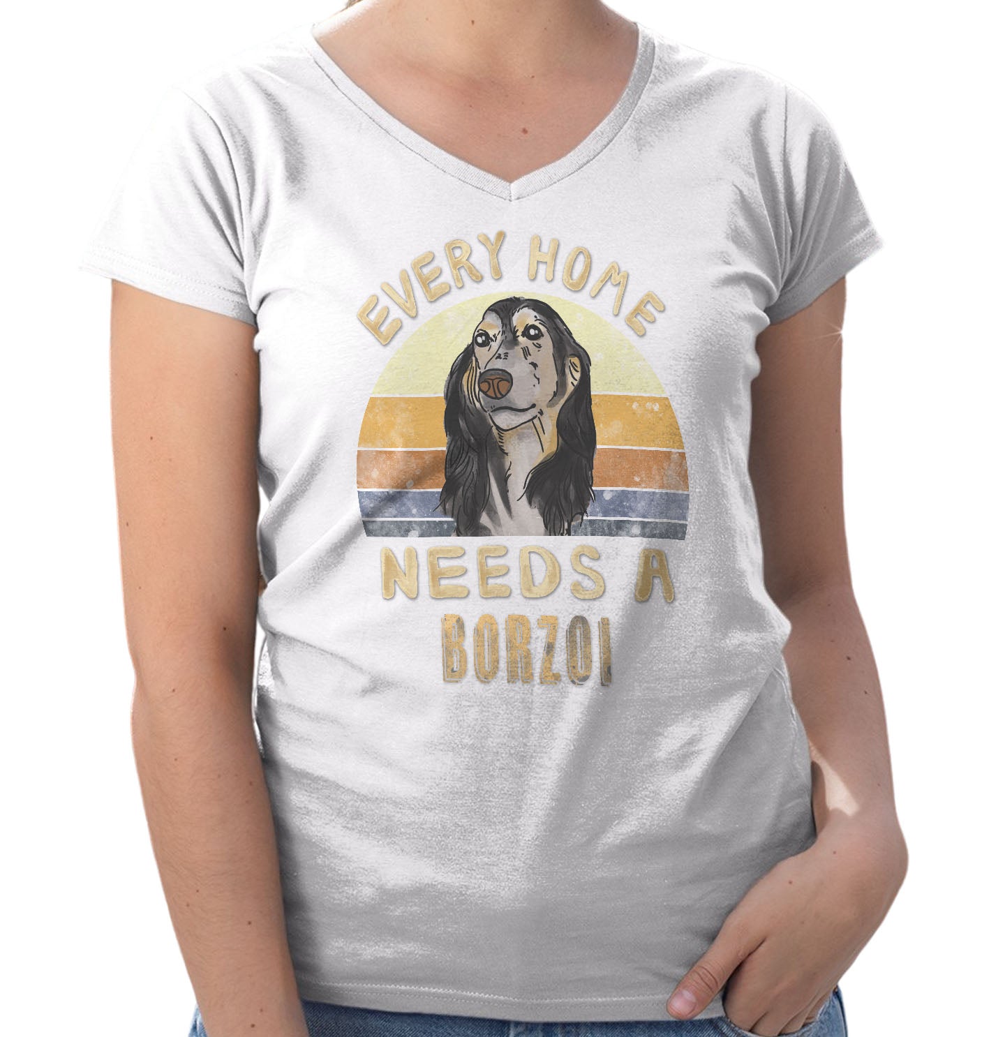Every Home Needs a Borzoi - Women's V-Neck T-Shirt