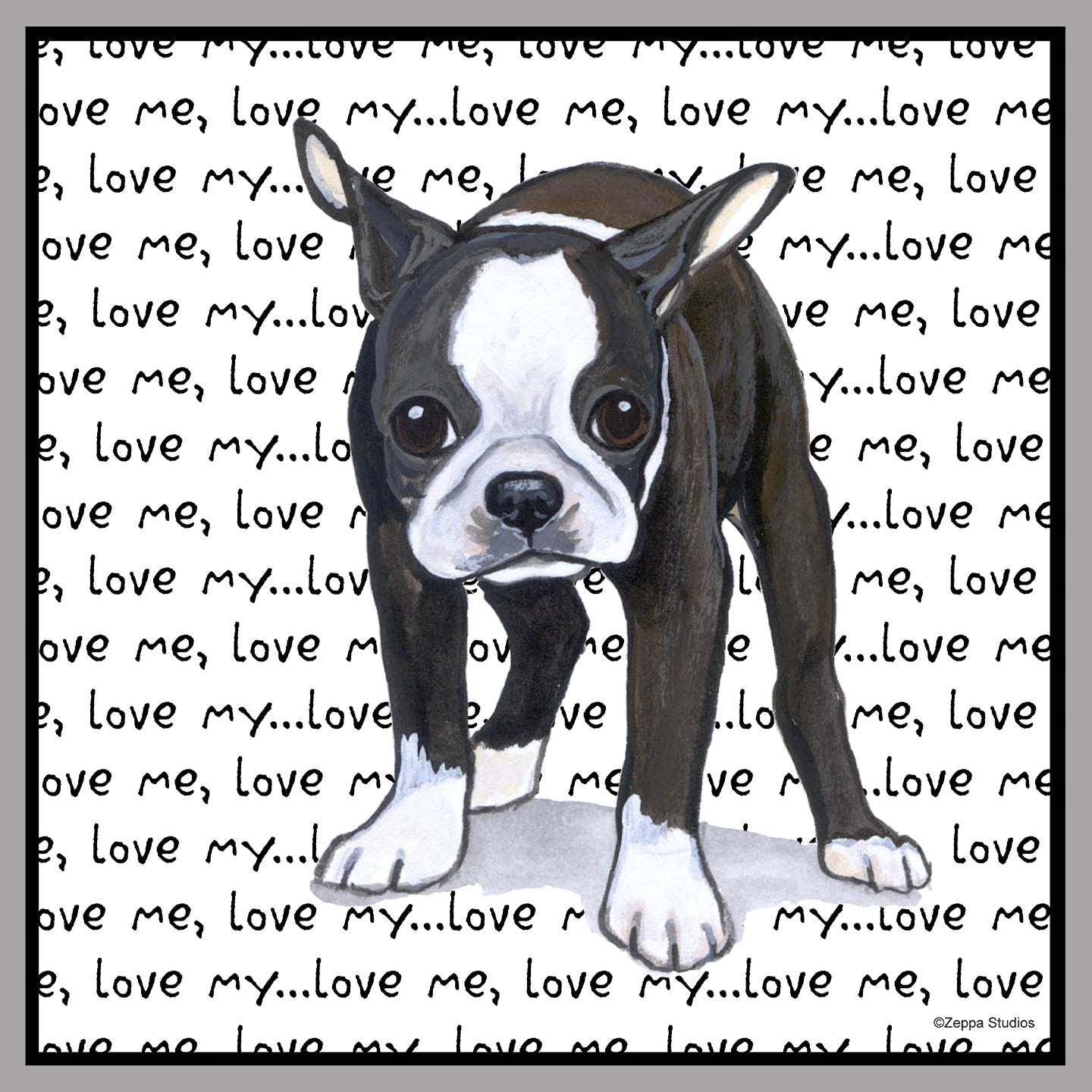 Boston Terrier Love Text - Women's V-Neck Long Sleeve T-Shirt