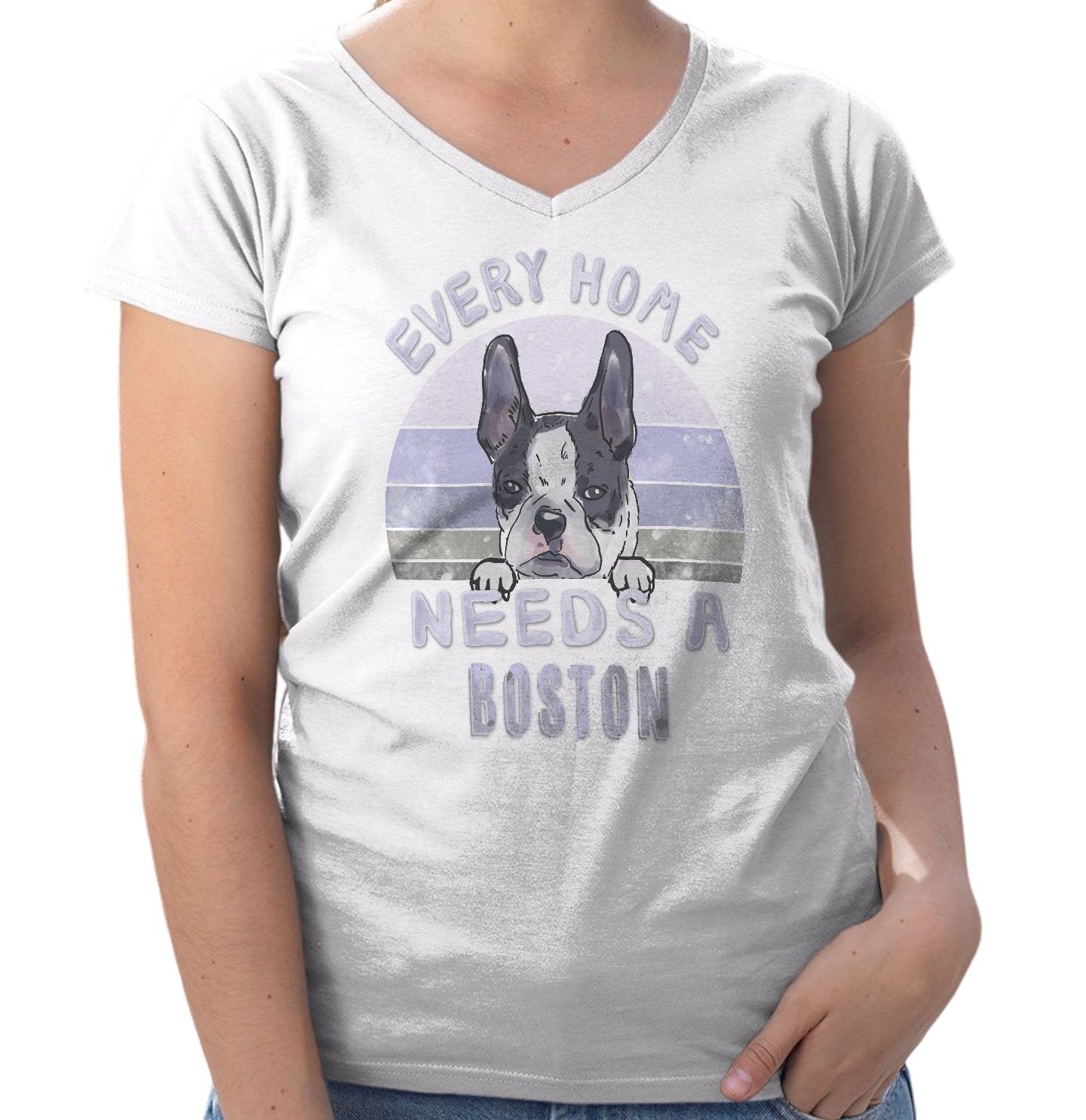 Every Home Needs a Boston Terrier - Women's V-Neck T-Shirt