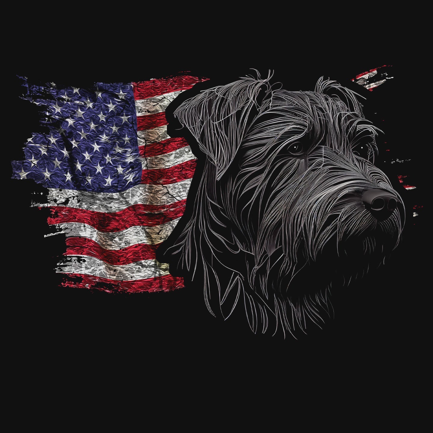 Patriotic Bouvier des Flandres American Flag - Adult Unisex T-Shirt