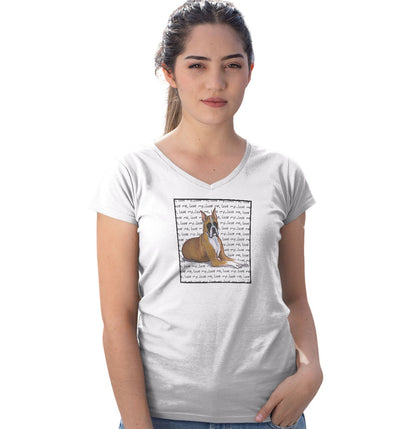 Boxer Love Text - Women's V-Neck T-Shirt