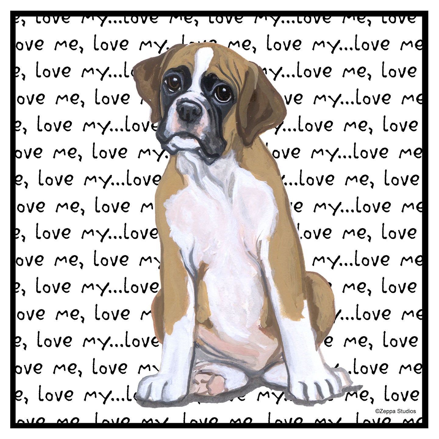 Boxer Puppy Love Text - Women's V-Neck Long Sleeve T-Shirt