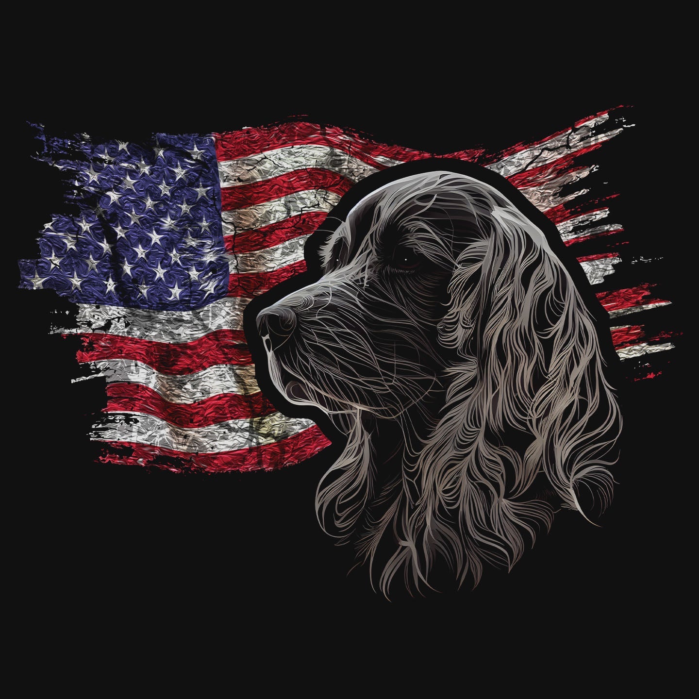 Patriotic Boykin Spaniel American Flag - Women's V-Neck T-Shirt