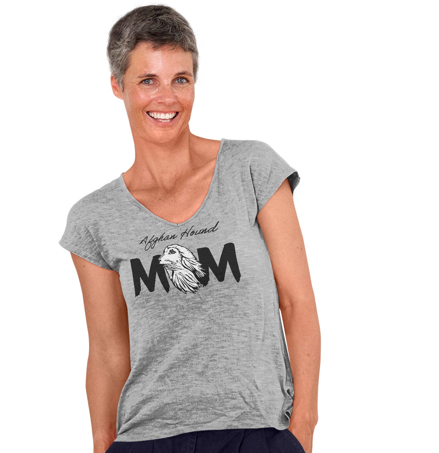 Afghan Hound Breed Mom - Women's V-Neck T-Shirt