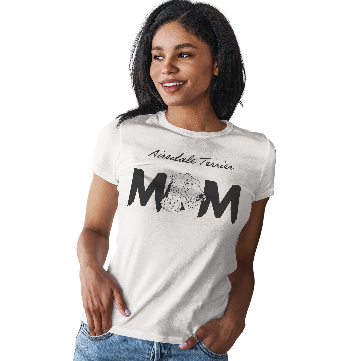 Airedale Terrier Breed Mom - Women's Fitted T-Shirt