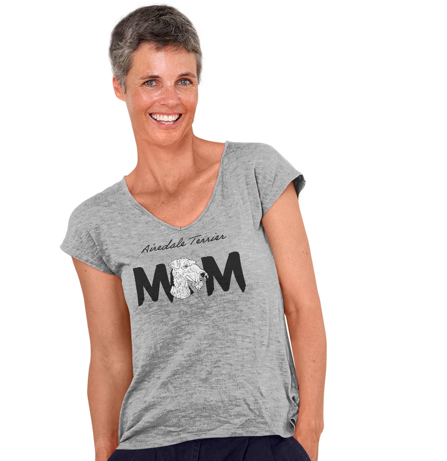 Airedale Terrier Breed Mom - Women's V-Neck T-Shirt