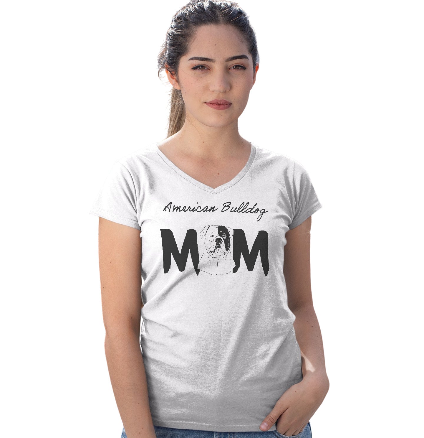 American Bulldog Breed Mom - Women's V-Neck T-Shirt