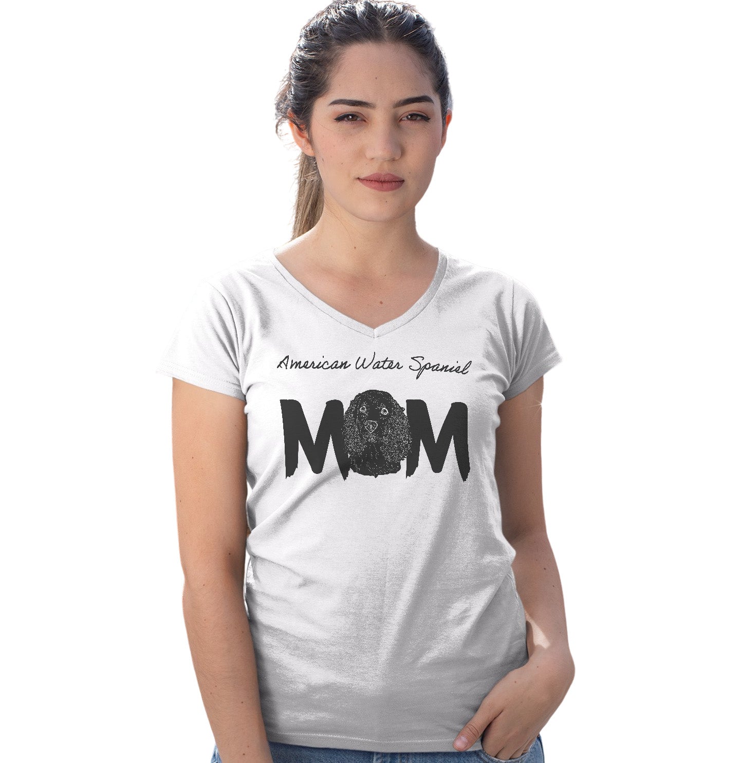 American Water Spaniel Breed Mom - Women's V-Neck T-Shirt