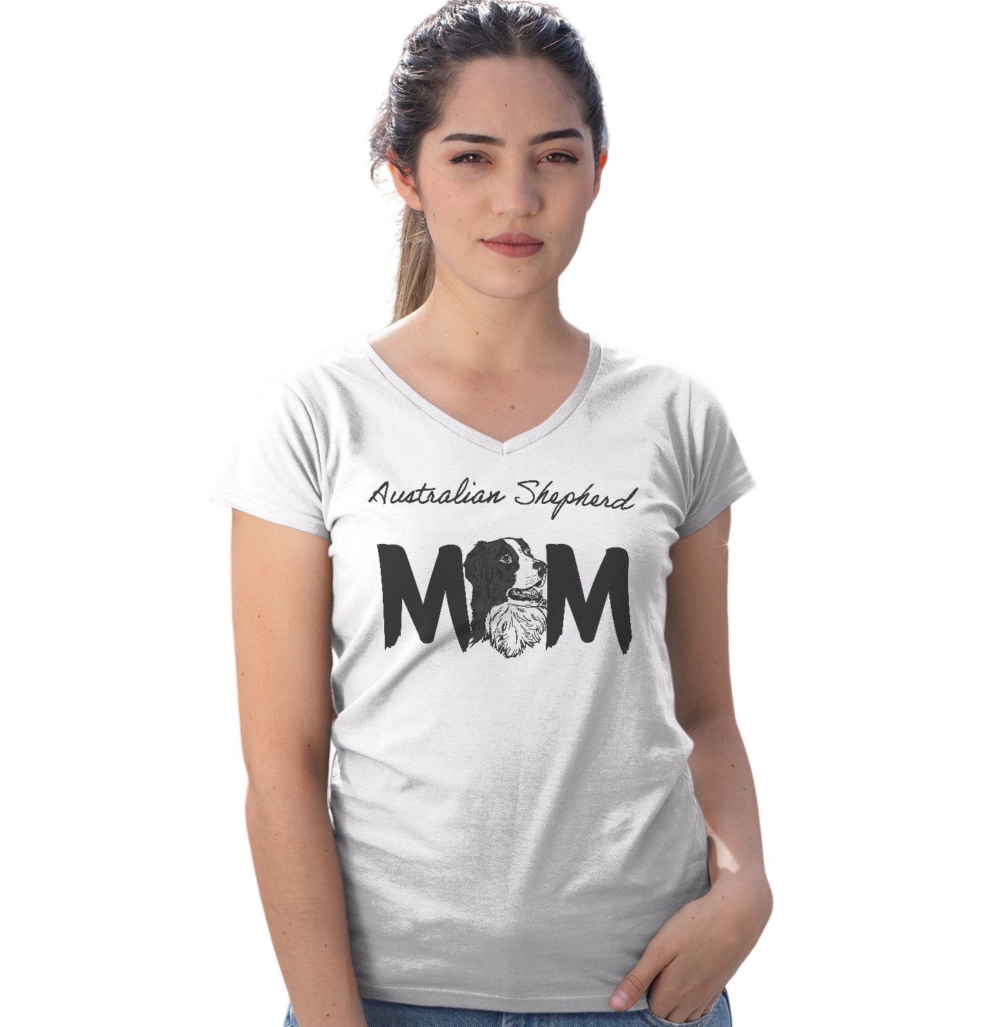 Australian Shepherd Breed Mom - Women's V-Neck T-Shirt