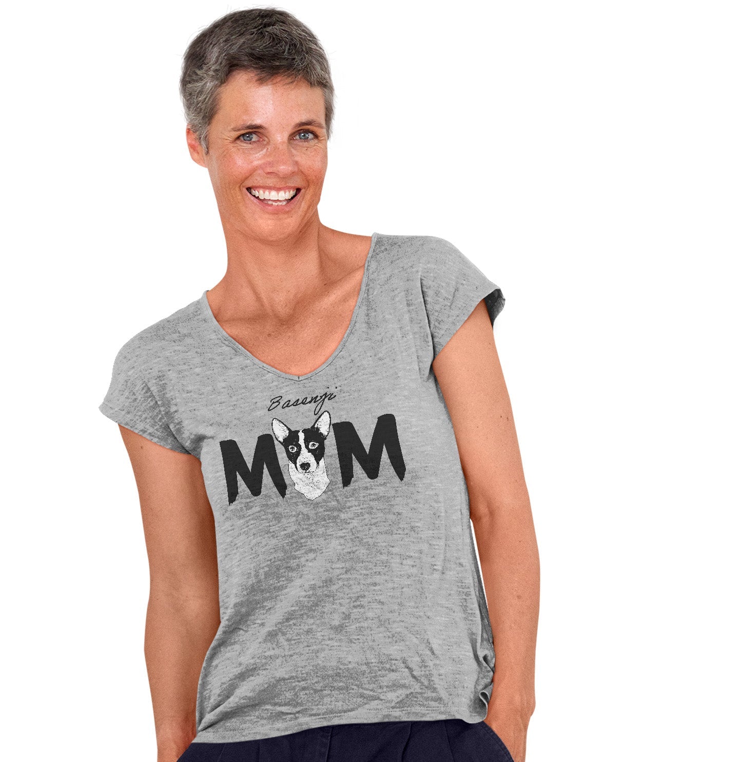 Basenji Breed Mom - Women's V-Neck T-Shirt