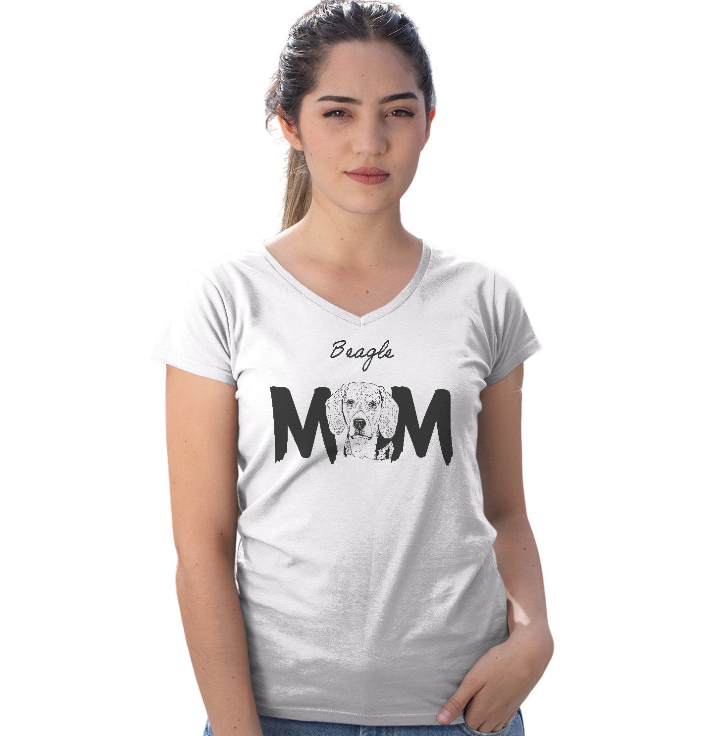 Beagle Breed Mom - Women's V-Neck T-Shirt