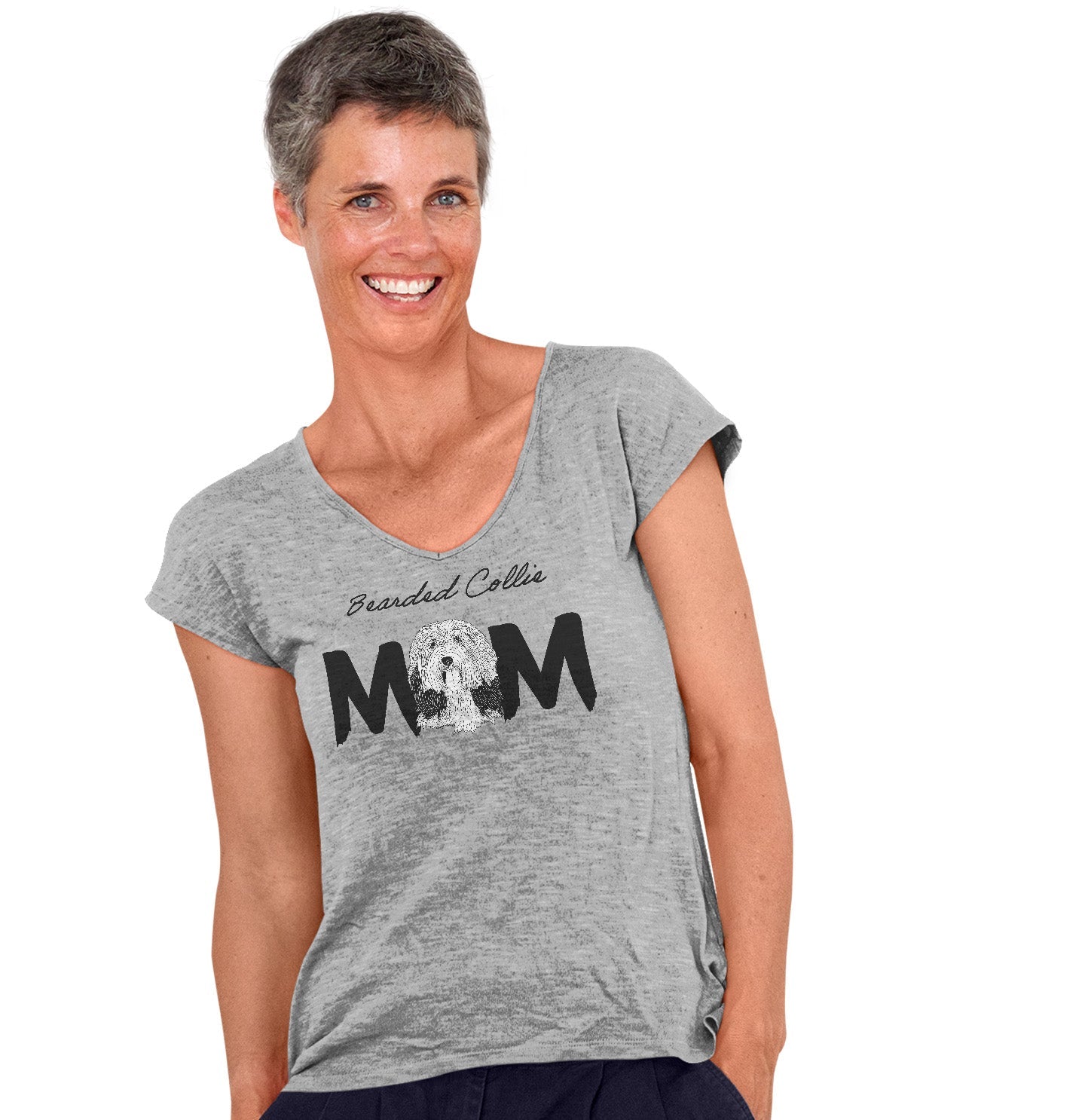 Bearded Collie Breed Mom - Women's V-Neck T-Shirt