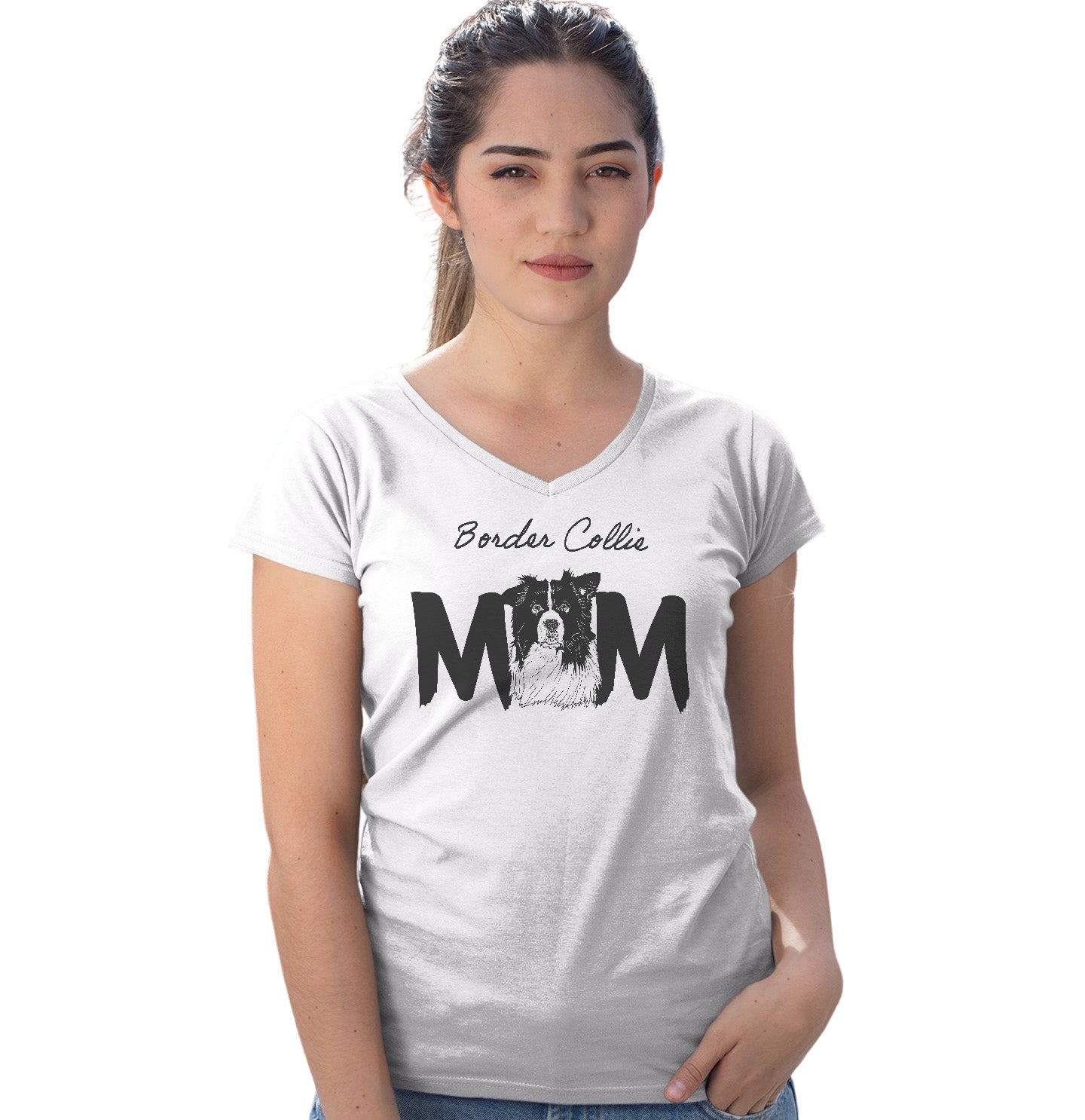 Border Collie Breed Mom - Women's V-Neck T-Shirt