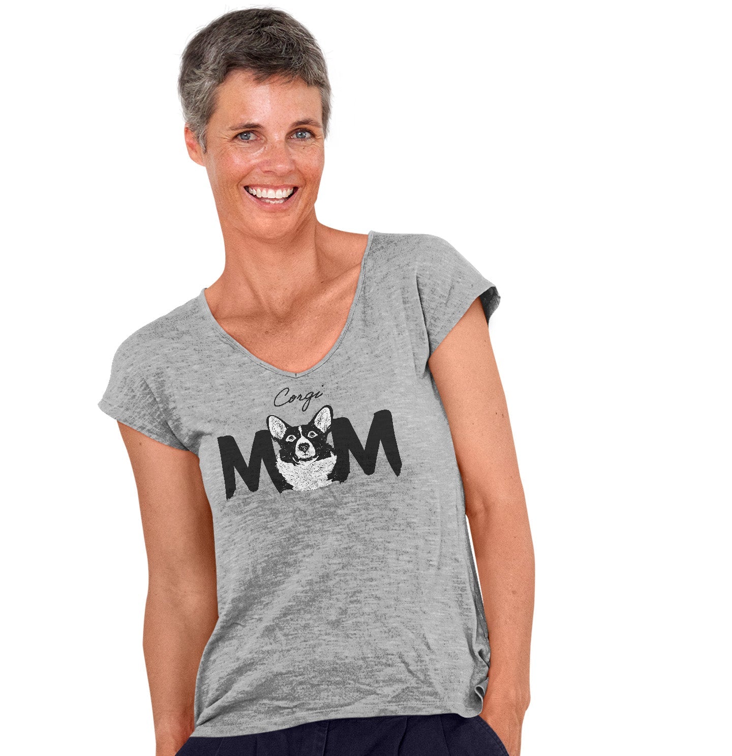 Corgi Breed Mom - Women's V-Neck T-Shirt