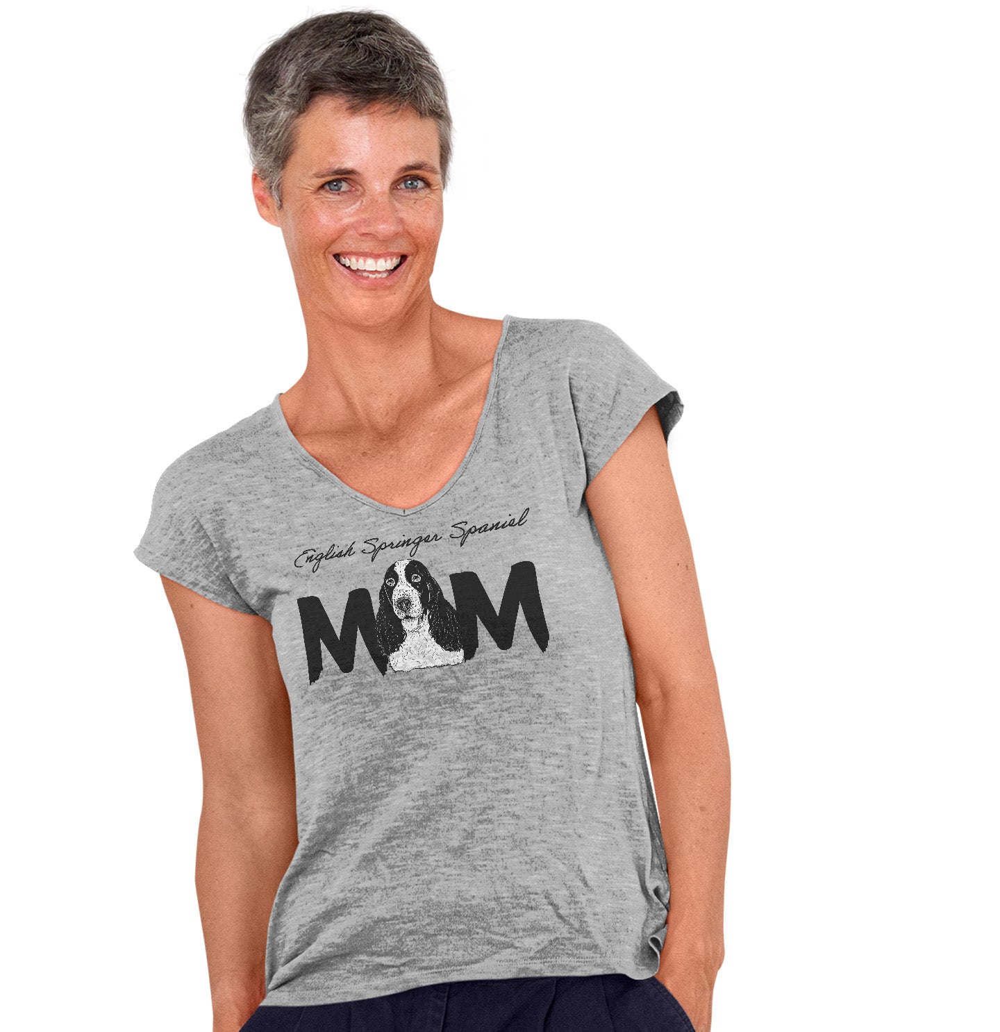 English Springer Spaniel Breed Mom - Women's V-Neck T-Shirt