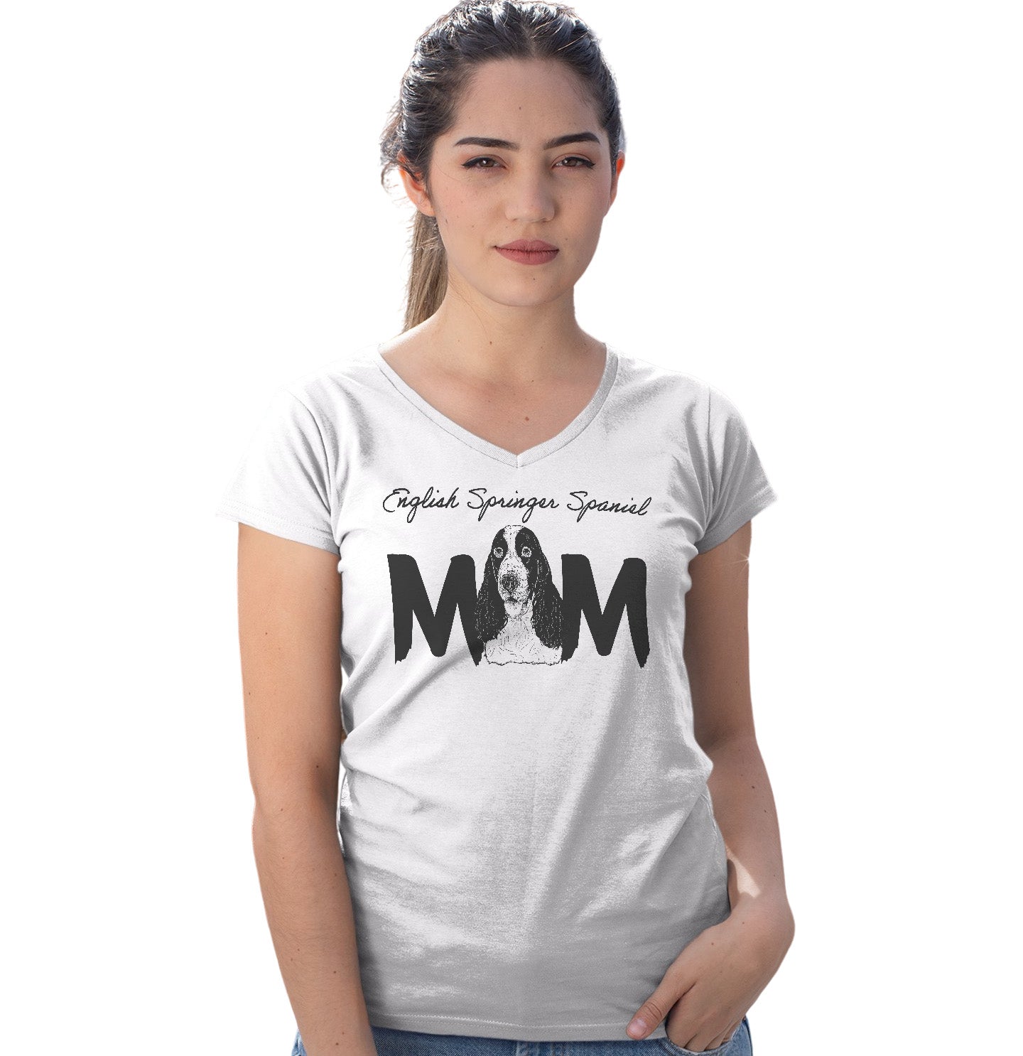 English Springer Spaniel Breed Mom - Women's V-Neck T-Shirt