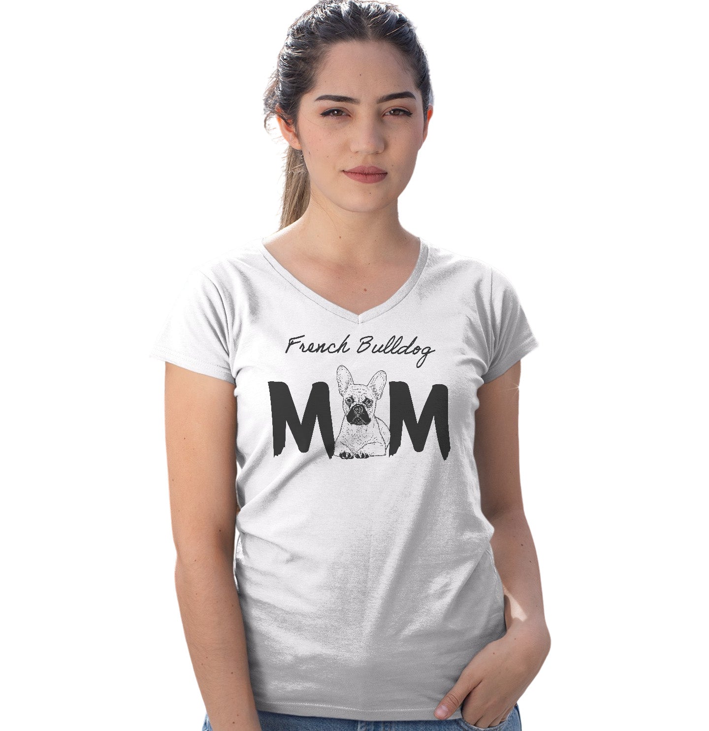 French Bulldog Breed Mom - Women's V-Neck T-Shirt