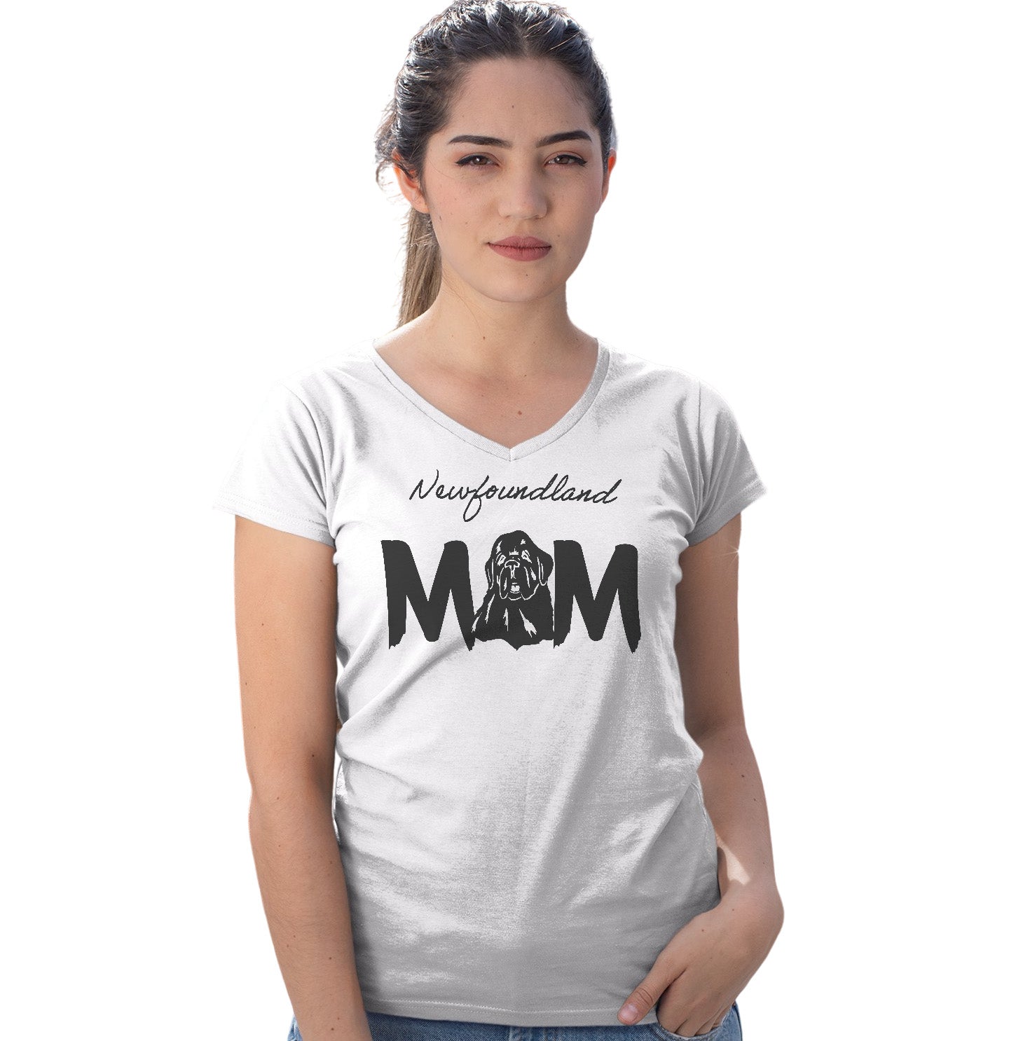 Newfoundland Breed Mom - Women's V-Neck T-Shirt
