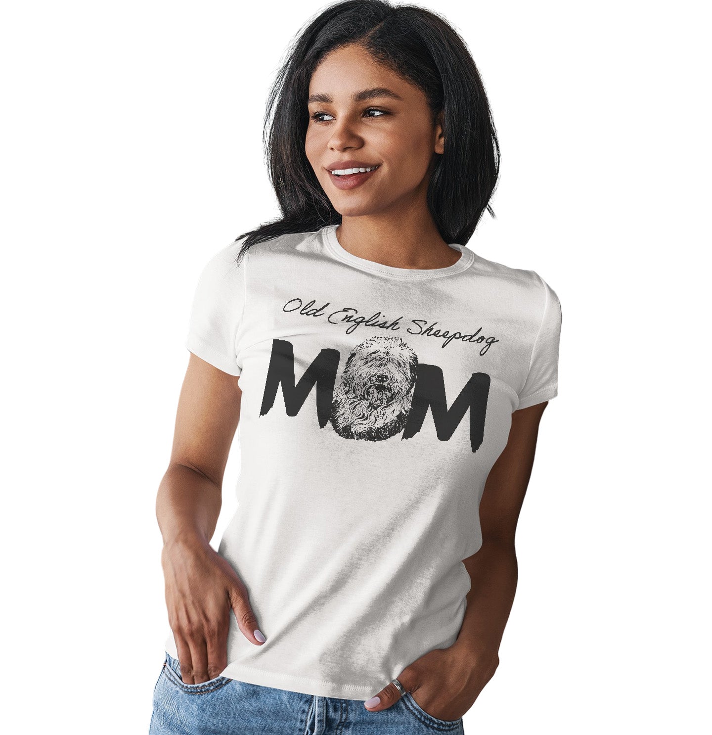 Old English Sheepdog Breed Mom - Women's Fitted T-Shirt