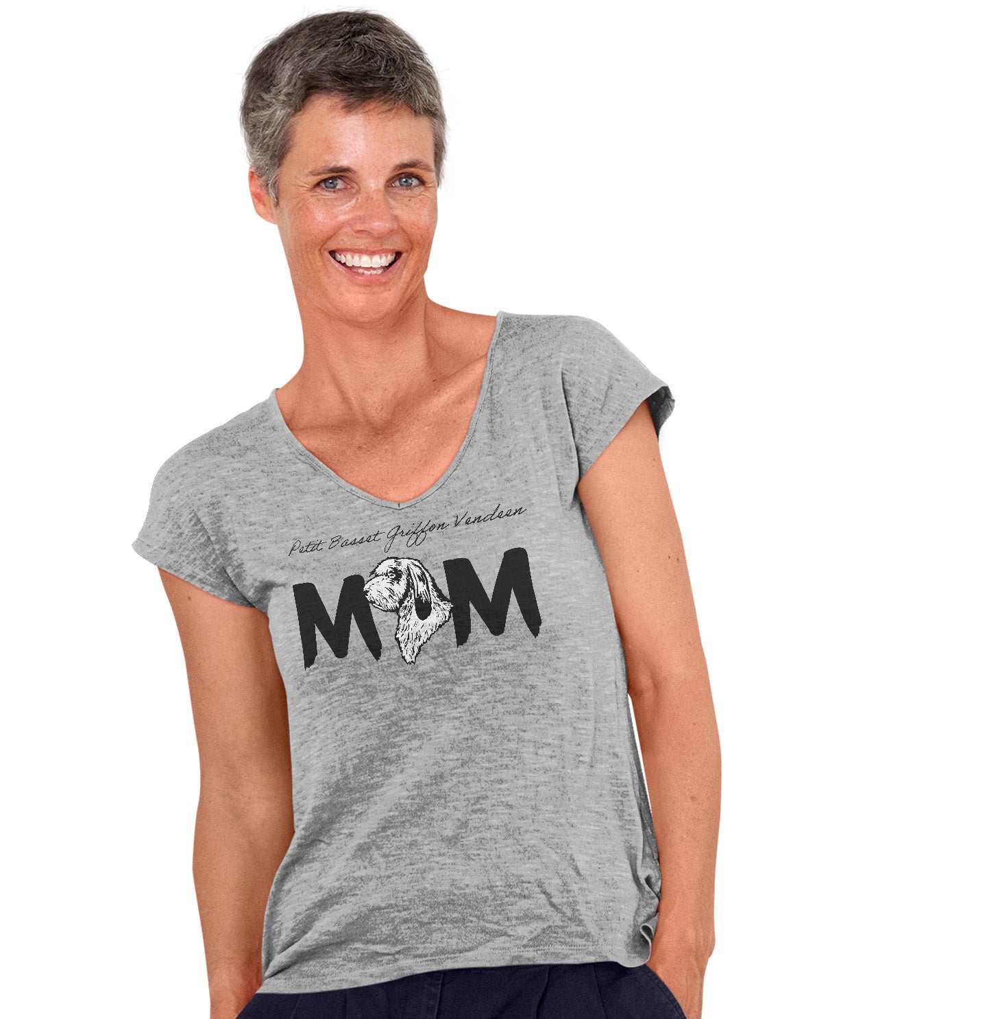Petit Basset Griffon Vende Breed Mom - Women's V-Neck T-Shirt
