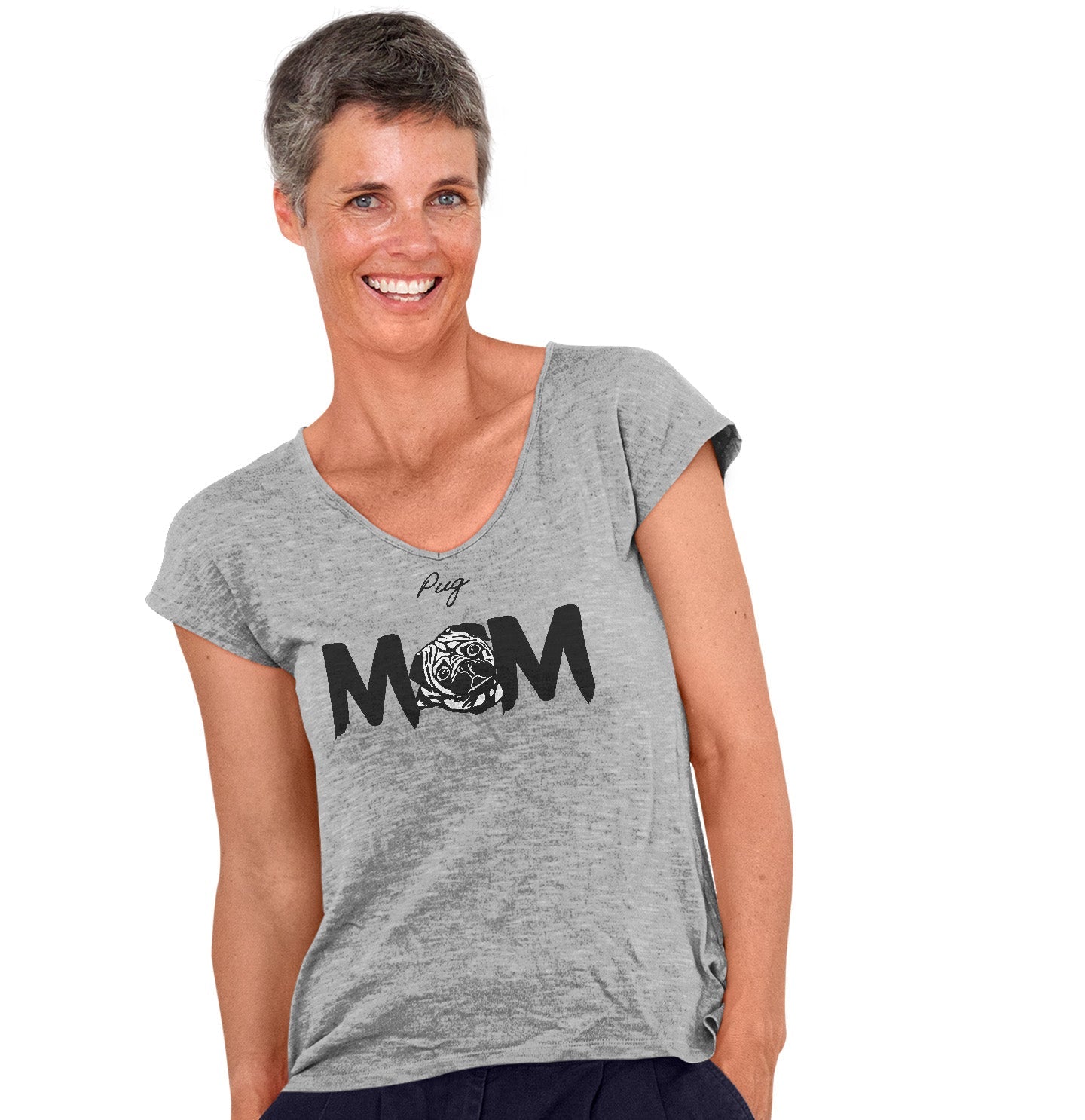 Pug Breed Mom - Women's V-Neck T-Shirt