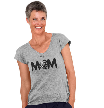 Pug Breed Mom - Women's V-Neck T-Shirt