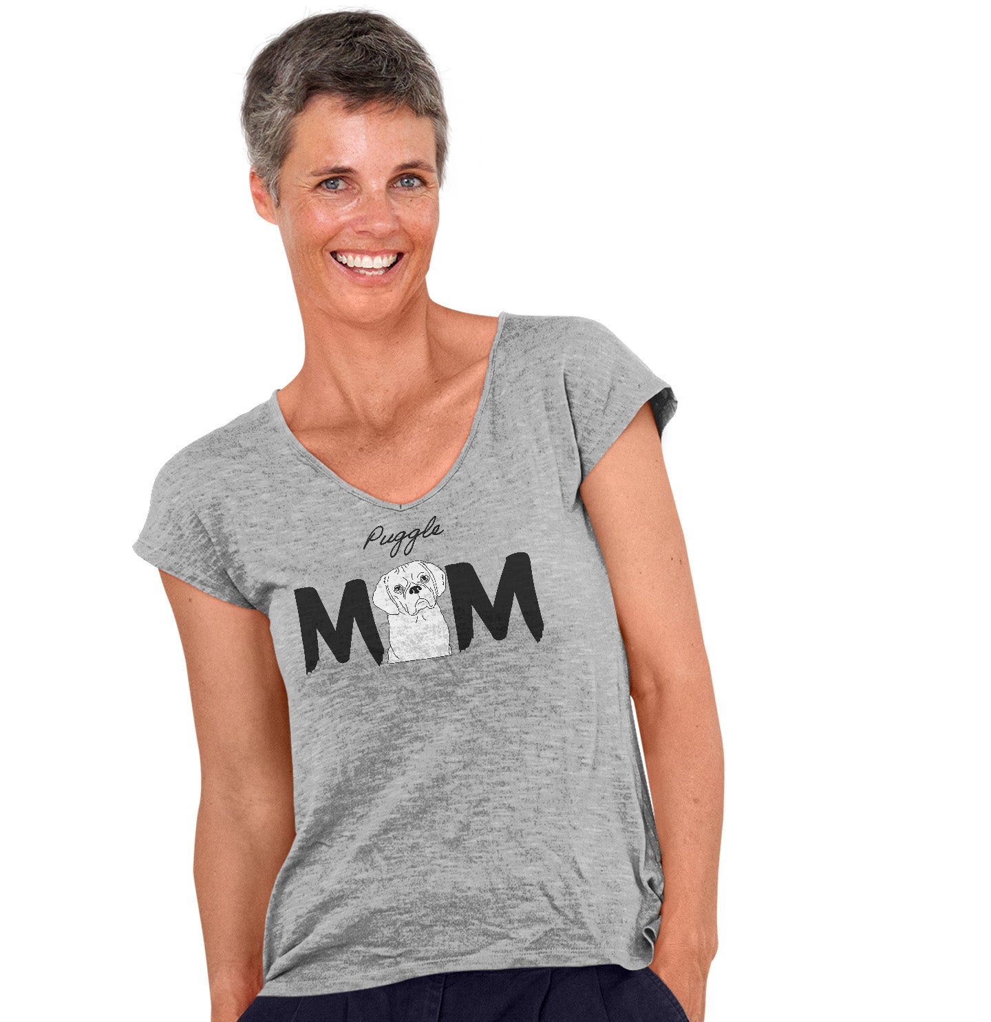 Puggle Breed Mom - Women's V-Neck T-Shirt