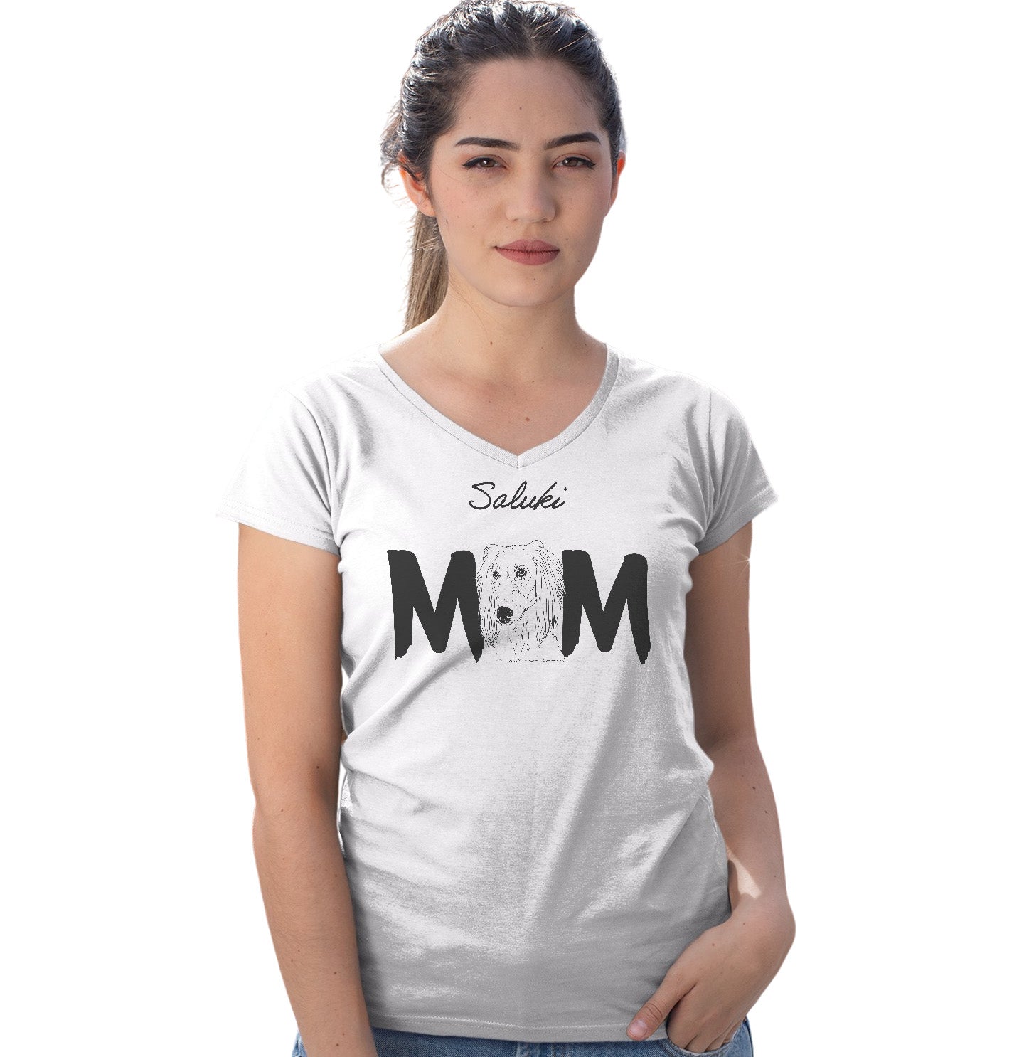 Saluki Breed Mom - Women's V-Neck T-Shirt