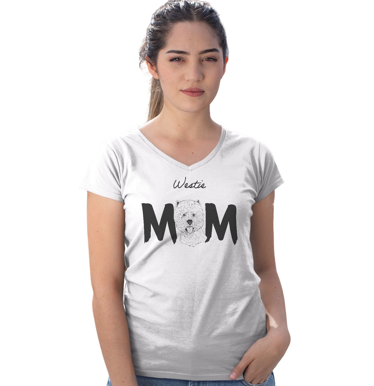 Westie Breed Mom - Women's V-Neck T-Shirt