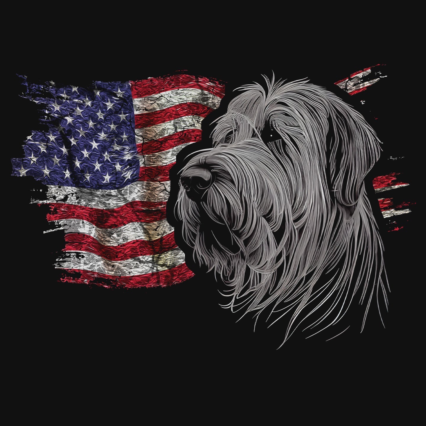 Patriotic Briard American Flag - Adult Unisex T-Shirt
