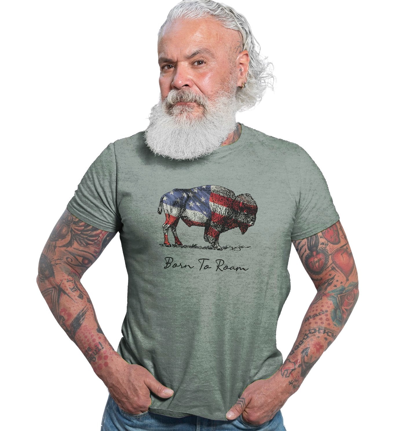 Buffalo Flag Overlay - Adult Tri-Blend T-Shirt