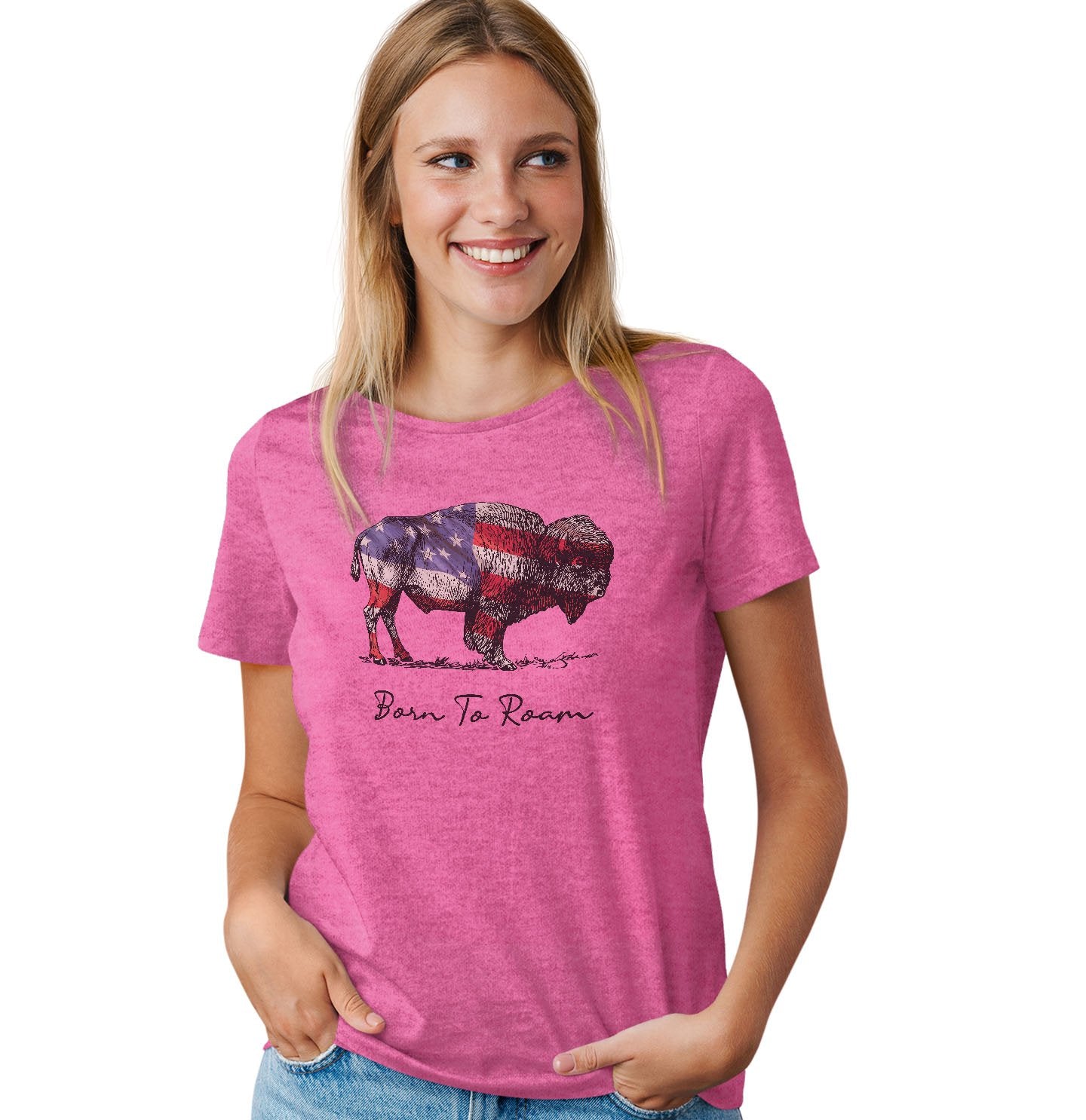 Buffalo Flag Overlay - Women's Tri-Blend T-Shirt