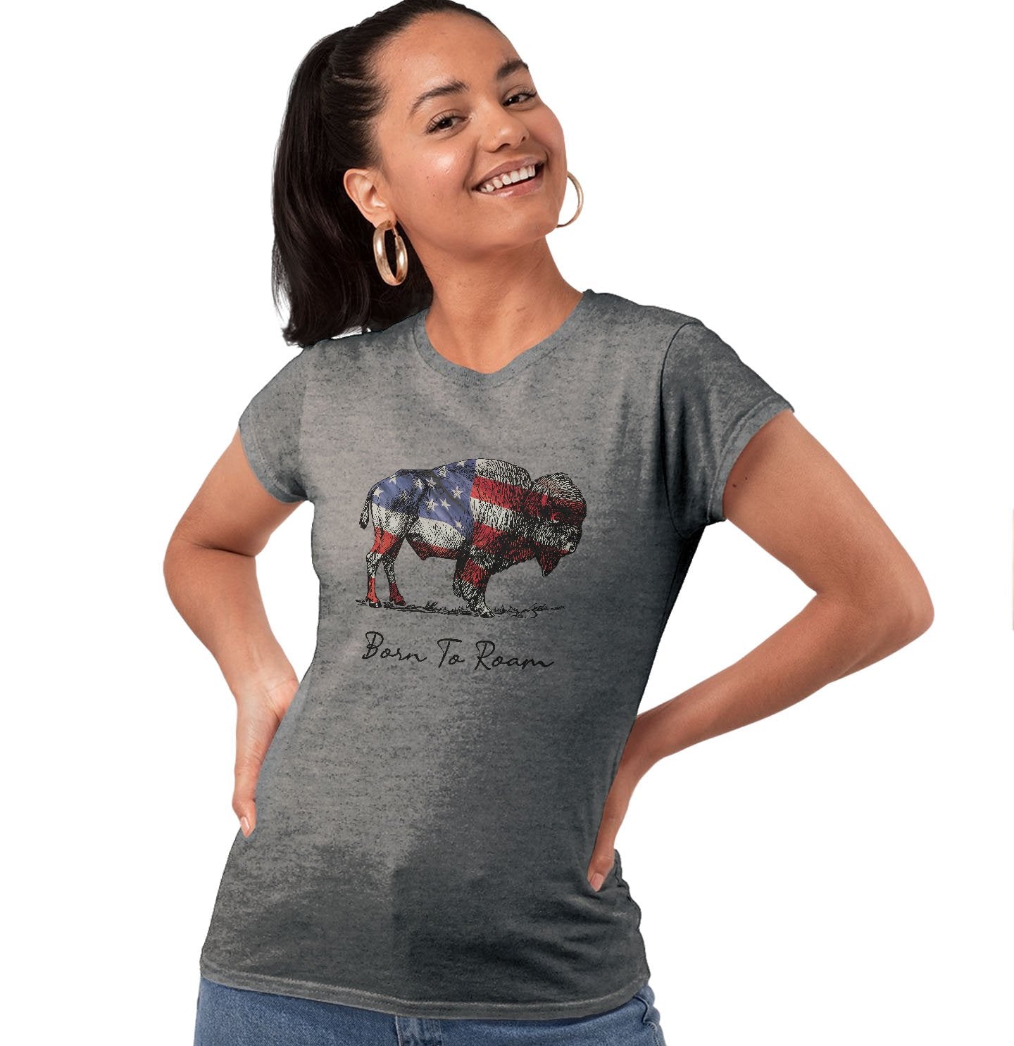 Buffalo Flag Overlay - Women's Tri-Blend T-Shirt