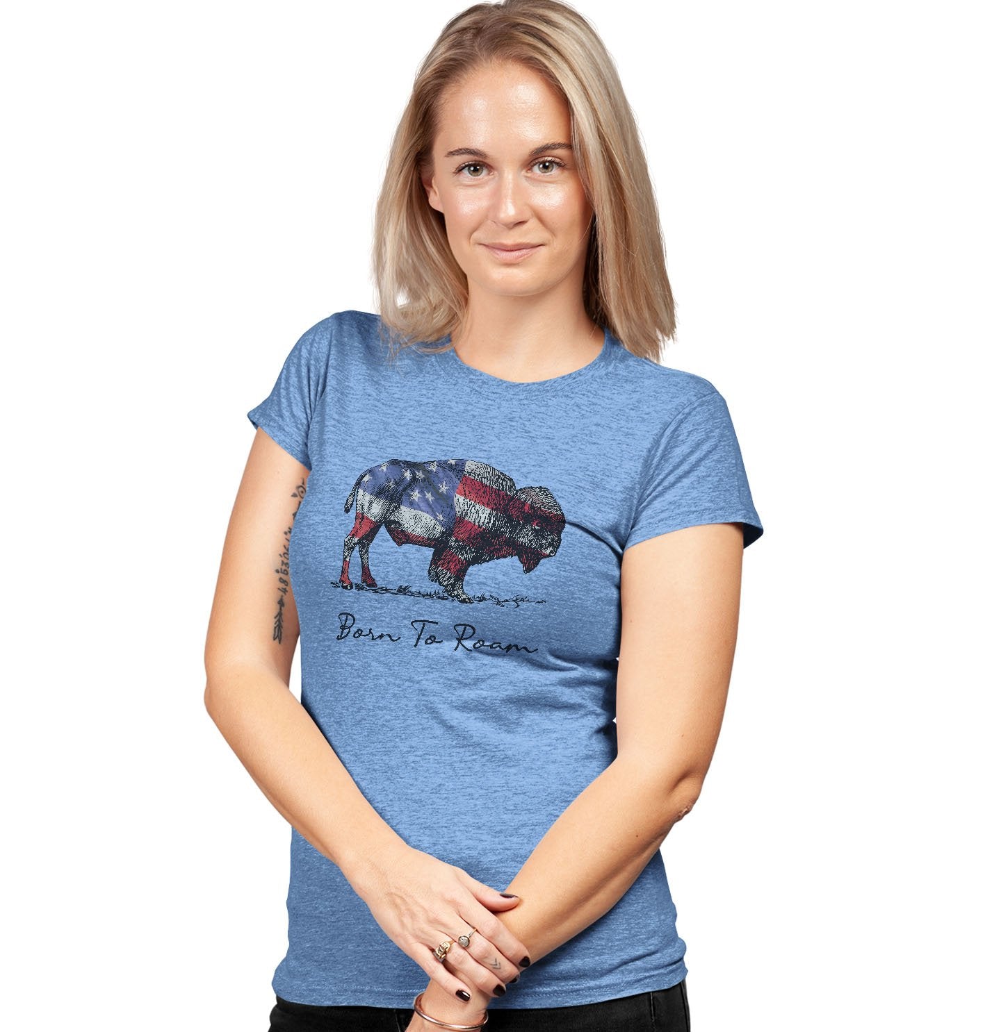 Buffalo Flag Overlay - Women's Tri-Blend T-Shirt