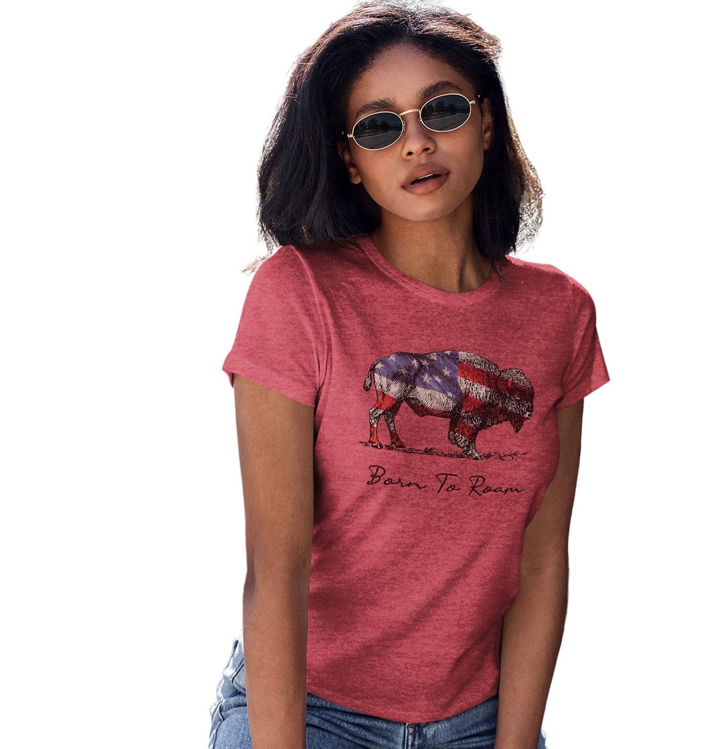 Buffalo Flag Overlay - Women's Tri-Blend T-Shirt
