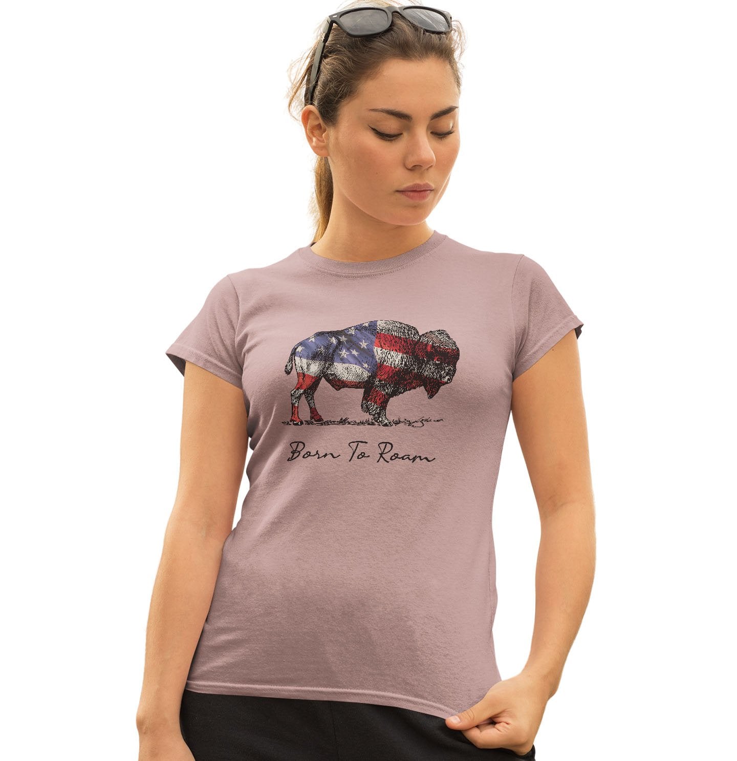 Buffalo Flag Overlay - Women's Fitted T-Shirt