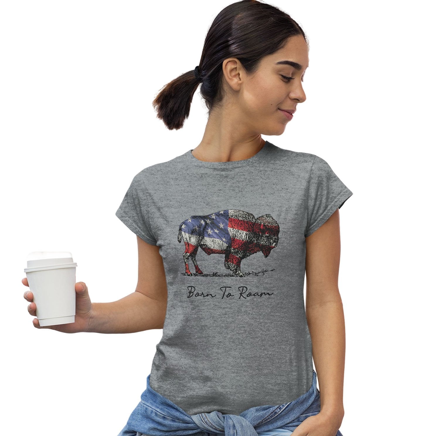Buffalo Flag Overlay - Women's Fitted T-Shirt