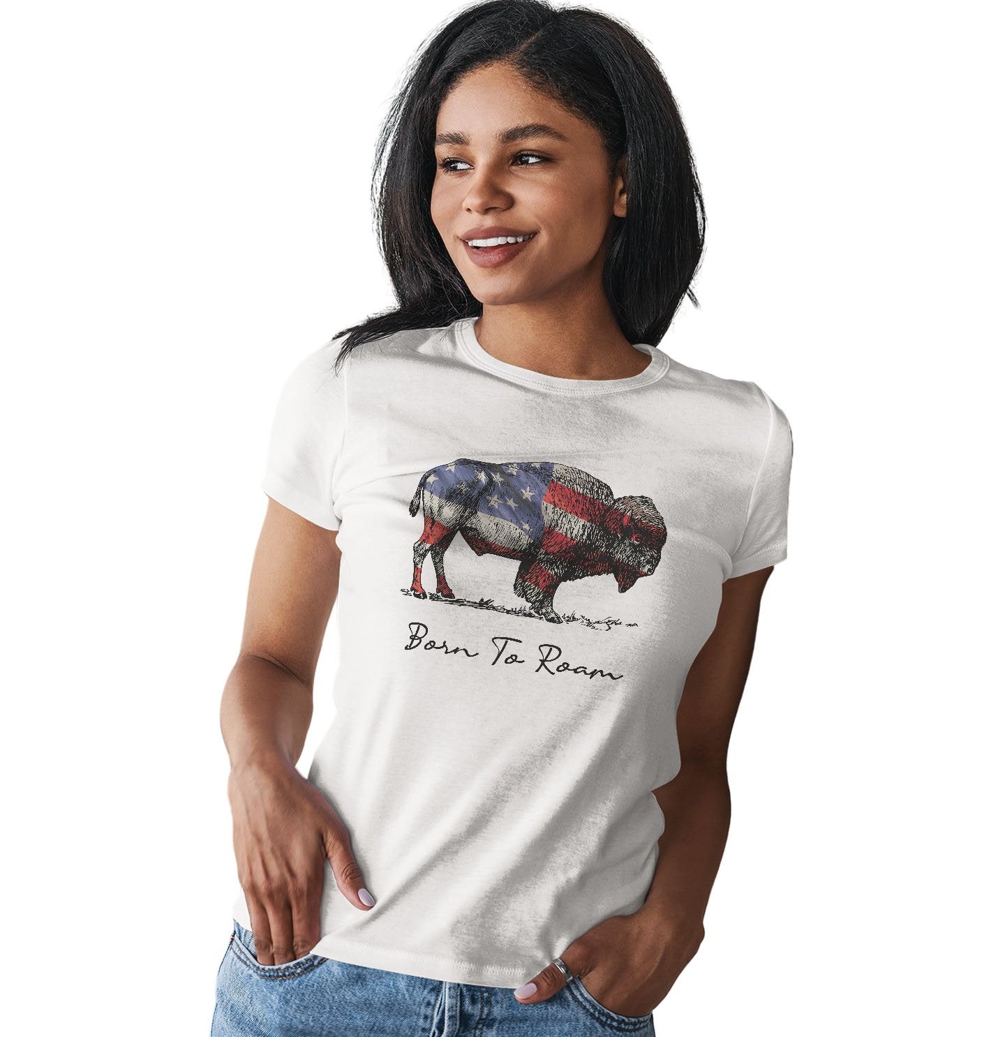 Buffalo Flag Overlay - Women's Fitted T-Shirt