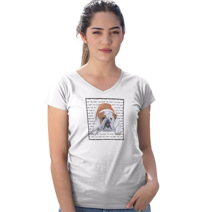 Bulldog Love Text - Women's V-Neck T-Shirt