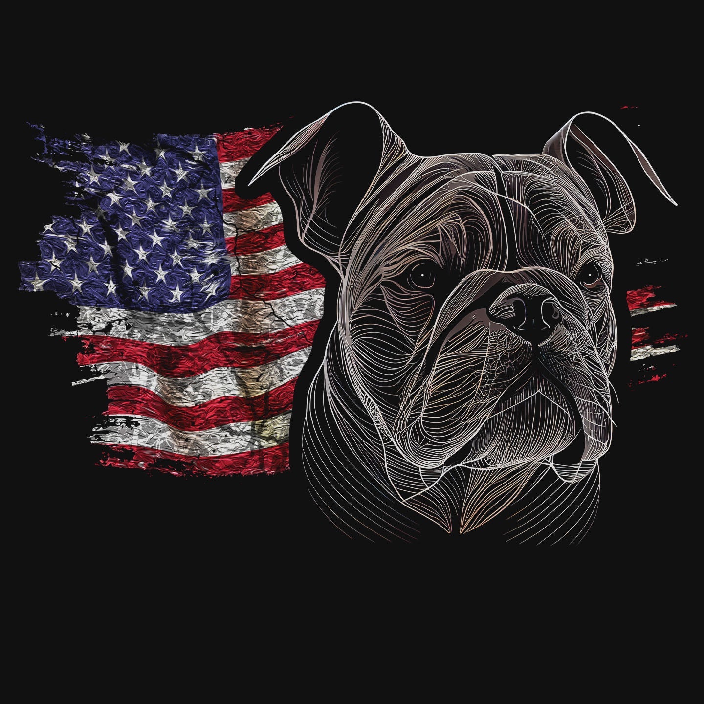 Patriotic Bulldog American Flag - Women's V-Neck T-Shirt