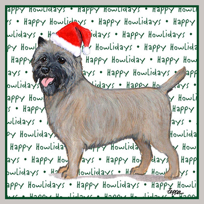 Cairn Terrier Happy Howlidays Text - Women's V-Neck Long Sleeve T-Shirt