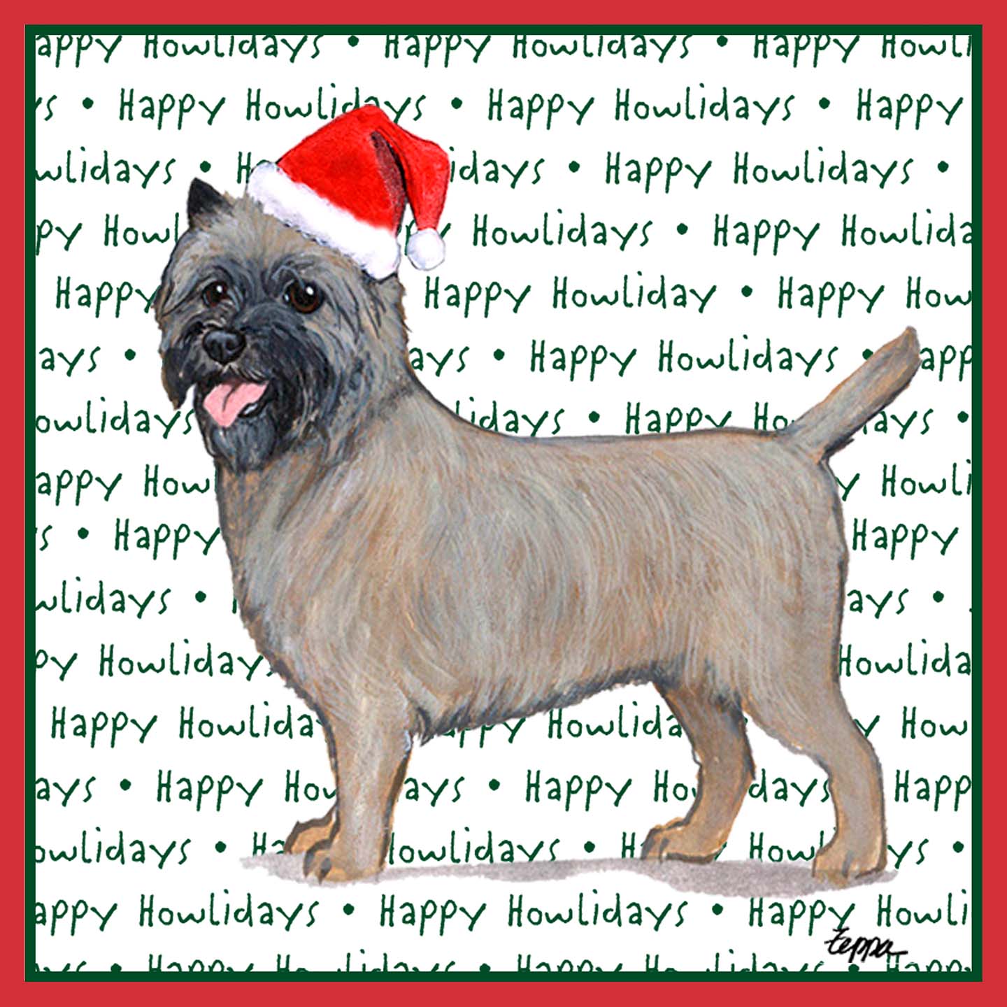 Cairn Terrier Happy Howlidays Text - Adult Unisex T-Shirt