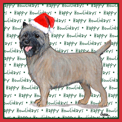 Cairn Terrier Happy Howlidays Text - Adult Unisex Long Sleeve T-Shirt