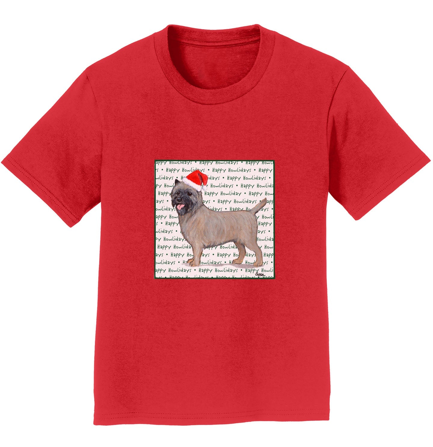 Cairn Terrier Happy Howlidays Text - Kids' Unisex T-Shirt