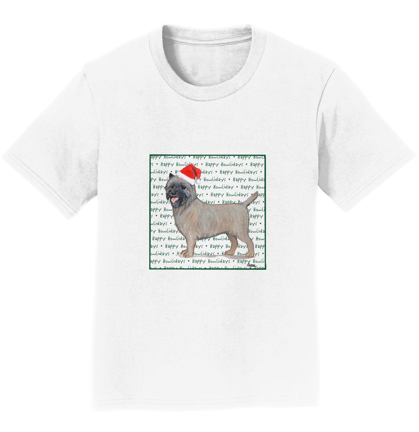 Cairn Terrier Happy Howlidays Text - Kids' Unisex T-Shirt