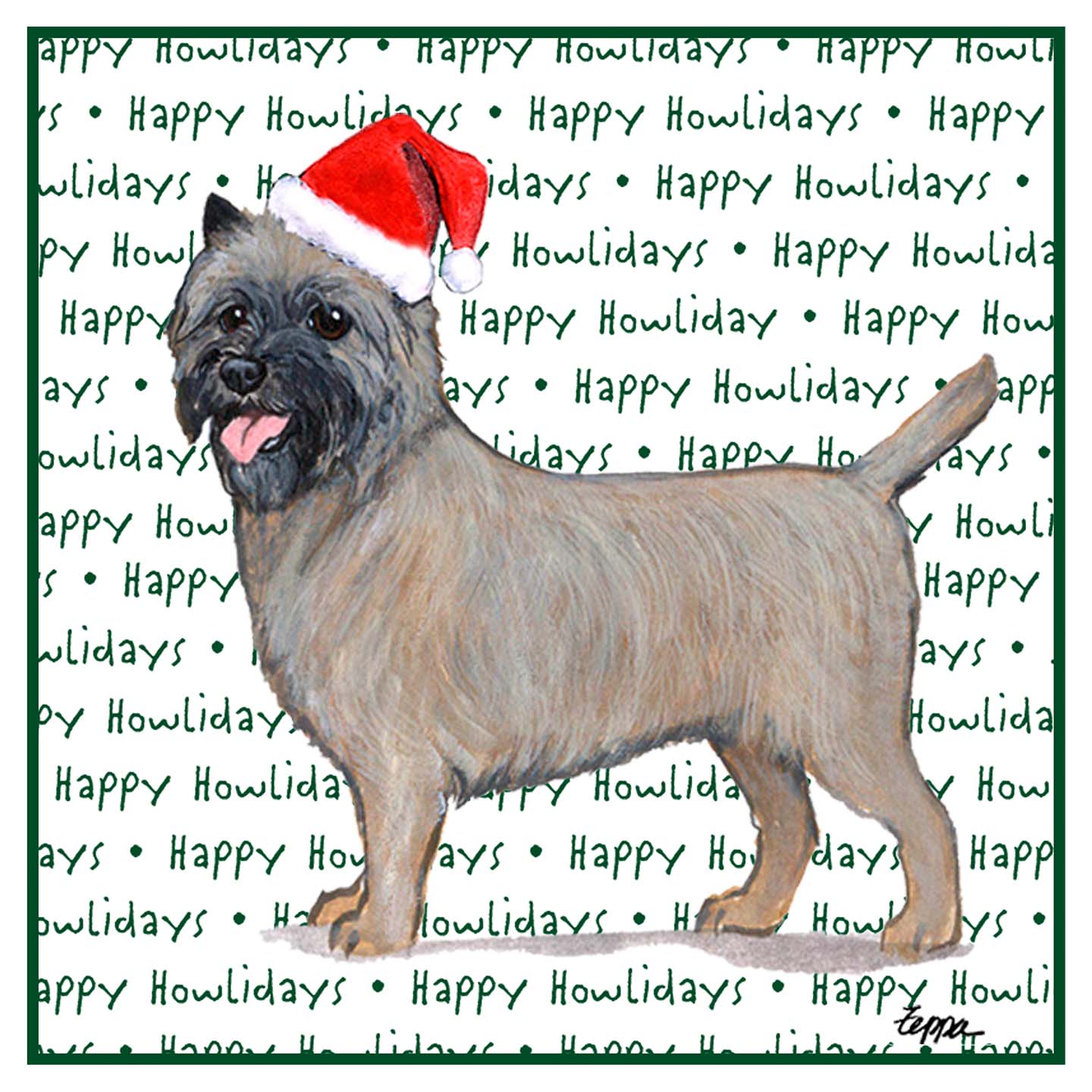 Cairn Terrier Happy Howlidays Text - Adult Unisex Hoodie Sweatshirt
