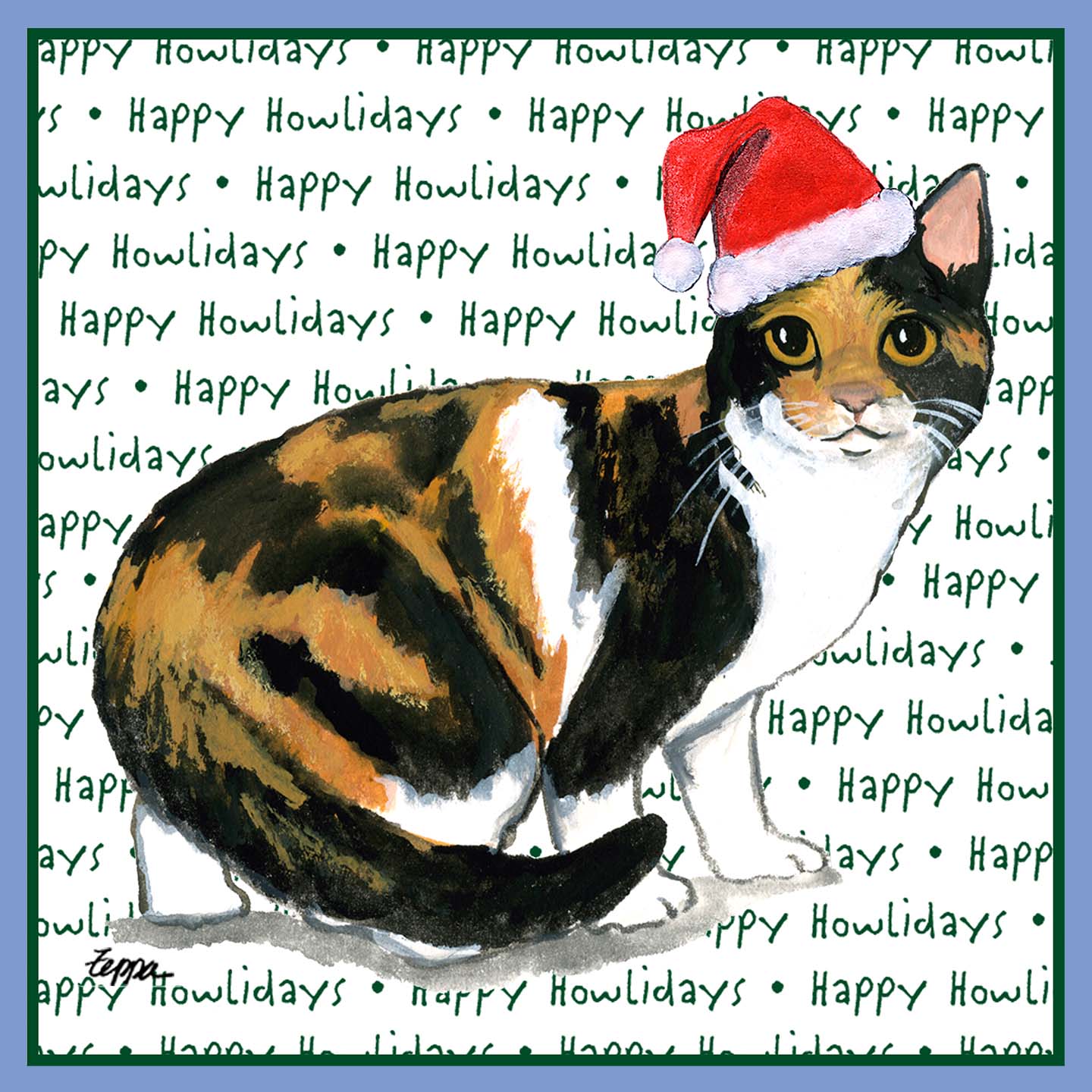 Calico Cat Happy Howlidays Text - Women's Tri-Blend T-Shirt