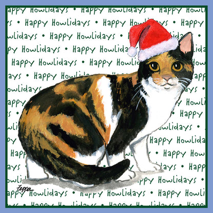 Calico Cat Happy Howlidays Text - Women's Tri-Blend T-Shirt