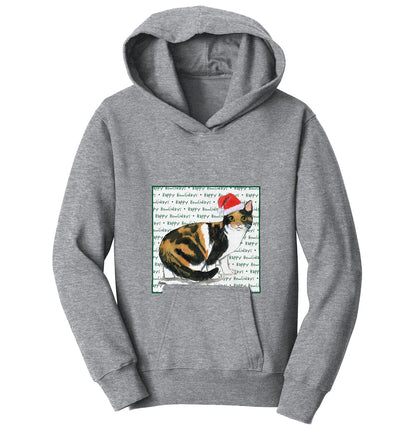 Calico Cat Happy Howlidays Text - Kids' Unisex Hoodie Sweatshirt